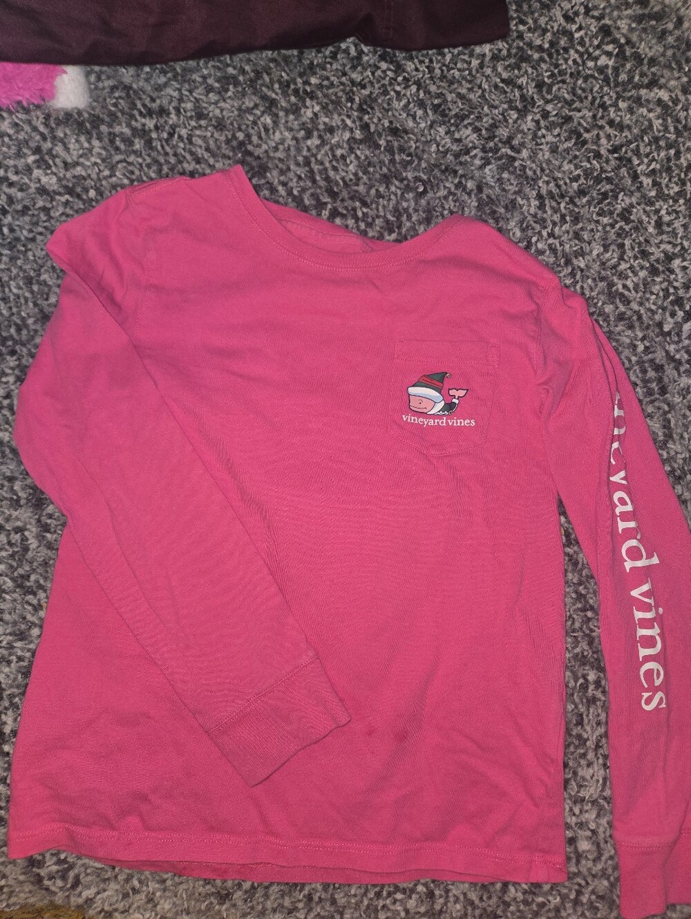 Vineyard Vines Girls' Long Sleeve Pocket Tee - Hot Pink